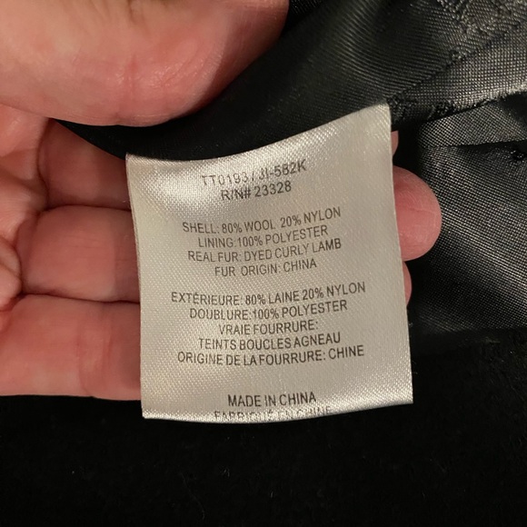 NEW LOW PRICE Trina Turk black wool coat with curly lamb fur - Picture 2 of 4